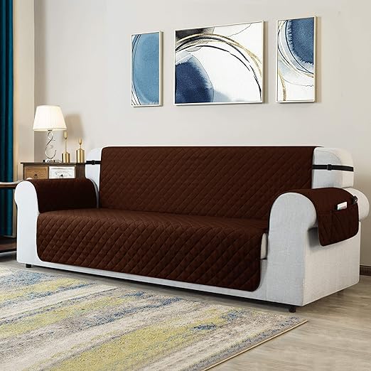 trending design Ultrasonic Quilted Cotton Sofa Protector Brown