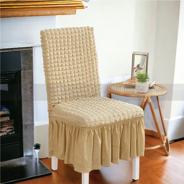 Frill Style Bubble Stuff Chair Cover (Skin Golden Color) – Taj Covers