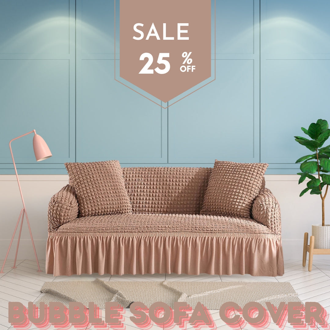 Stuff Covers Frill Style Bubble Stuff Sofa Cover (Beach Color) – Taj Covers