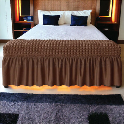 Rectangle Frill Style Bedroom Puffy Cover (Copper Color)