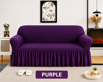 Frill Style Bubble Stuff Sofa Cover (Purple Color)