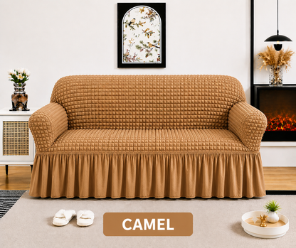 Frill Style Bubble Stuff Sofa Cover (Copper Color)